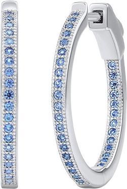 Produktbild Silvego MILLA 22mm Silver Hoop Earrings with Blue Sapphire JJJE0106ELB