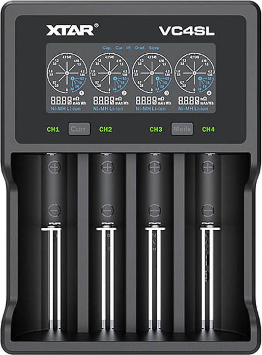 Xtar Intelligentes Ladegerät für Li-Ionen-/Ni-MH-/Ni-CD-Akkus, 4 Schacht Universal Charger (1 pcs., Battery + charger)