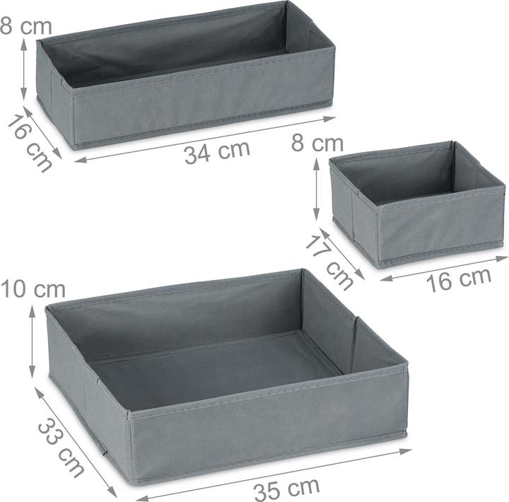 Produktbild Relaxdays 4-tlg. Schubladenorganizer (4 x, 16 x 34 x 8 cm, 33 x 35 x 10 cm, 17 x 16 x 8 cm)