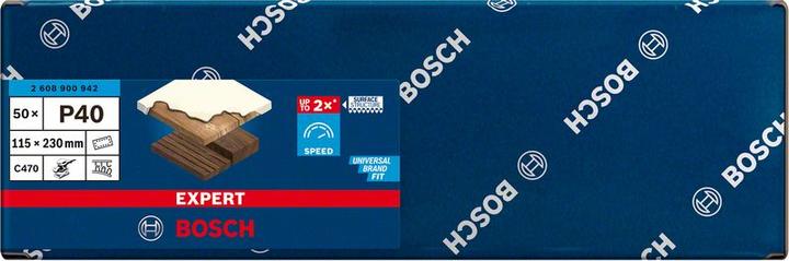 Image du produit Bosch Professional Zubehör Papier abrasif Expert C470 avec 14 trous pour ponceuses vibrantes, 115 x 230 mm, G 40, 50 pcs. (40)
