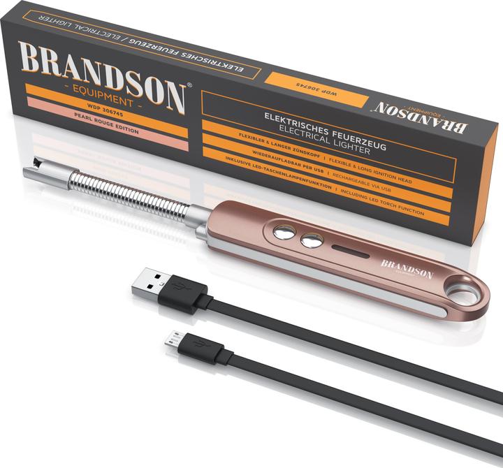 Produktbild Brandson Stabfeuerzeug elektrisch, Lichtbogen Feuerzeug, Kerzenanzünder, USB aufladbar, für Kamin, Grill