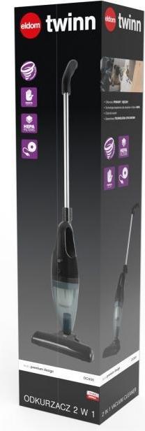 Actual product image Eldom OC600 2in1 TWINN upright hoover cordless bagless HEPA