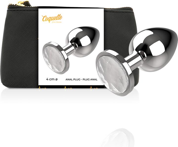 Actual product image Coquette Chic Desire Anal Plug Metal White Colour Size L 4 X 9cm