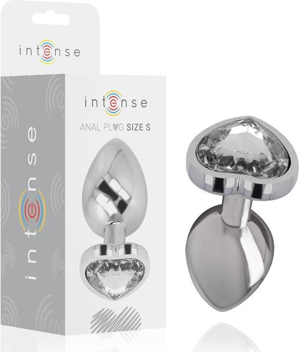 Actual product image Intense White Heart Aluminium Metal Anal Plug Size S
