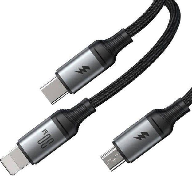Actual product image Joyroom Cable Speedy USB SA21-1T3, 3 in 1/ 30W/Cable 1.2m (black) (1.20 m)