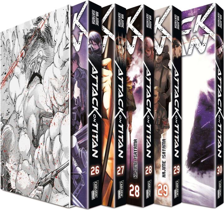 Produktbild Attack on Titan, Bände 26-30 im Sammelschuber mit Extra (Deutsch, Hajime Isayama, 2020)