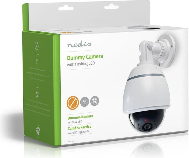 Immagine prodotto Nedis Telecamera di sorveglianza Dummy Dome IP44 a batteria per interni/esterni Bianco