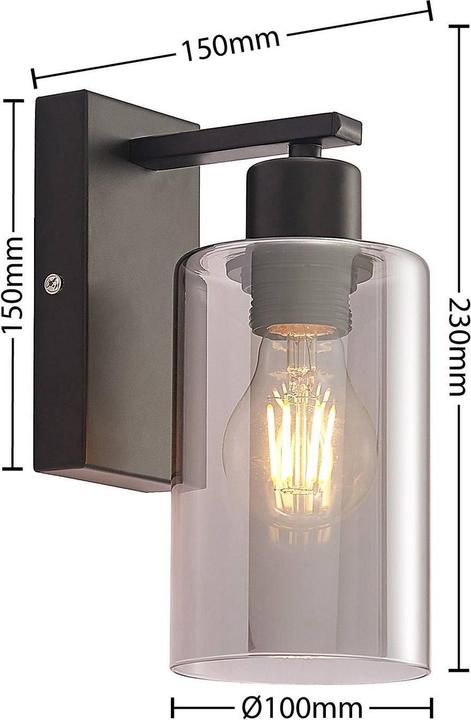 Produktbild Lindby Emavi Wandleuchte mit Rauchglas (E27)