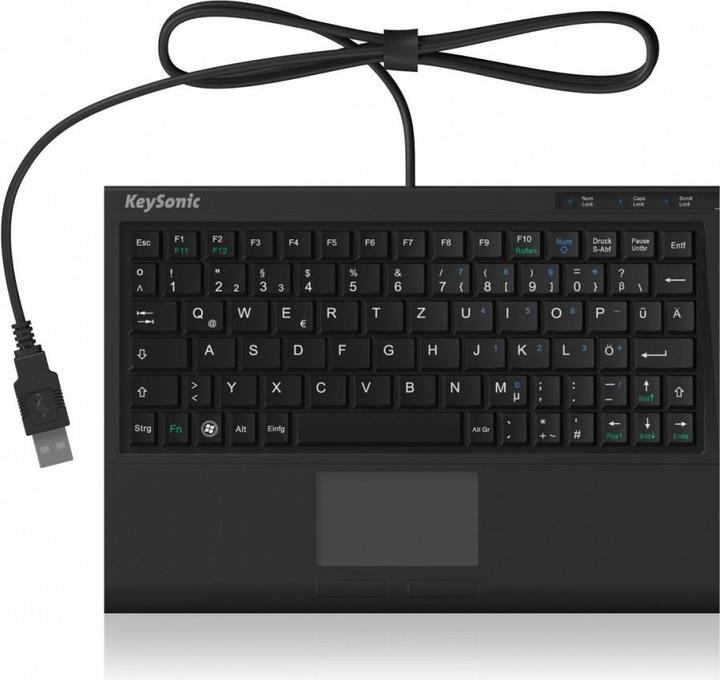 Image du produit Icy Box KeySonic Mini Keyboard, pavé tactile intelligent, USB, Noir (US, Filaire)