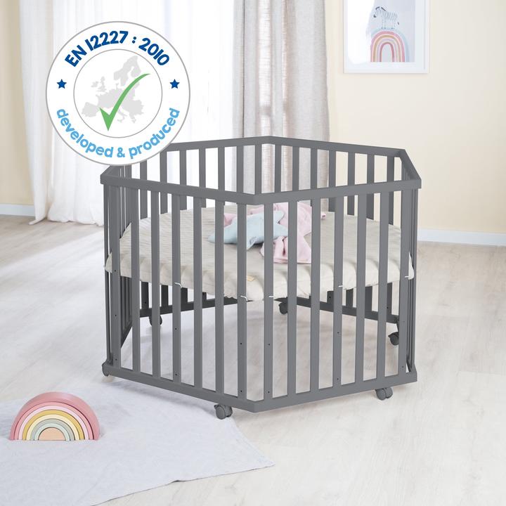 Image du produit Roba Parc hexagonal Greyish surpiqué (118.50 cm, 103.50 cm, Panneau de bois MDF)