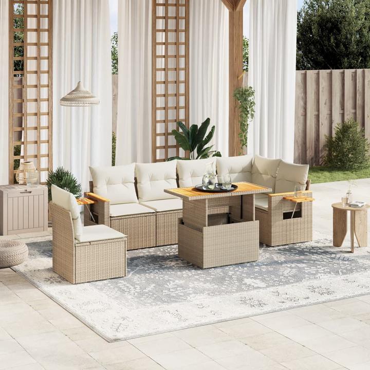 Image du produit VidaXL Meuble de jardin Canapé Salon de jardin Ensemble de jardin 7 pièces Beige