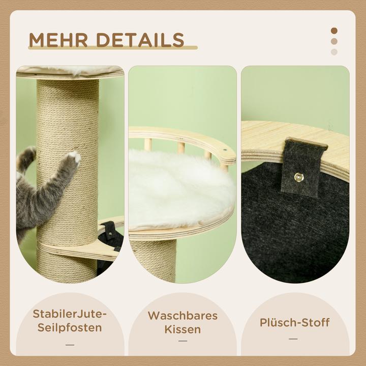 Actual product image PawHut Cat tree with hammock and viewing platform (114 cm, Nature)