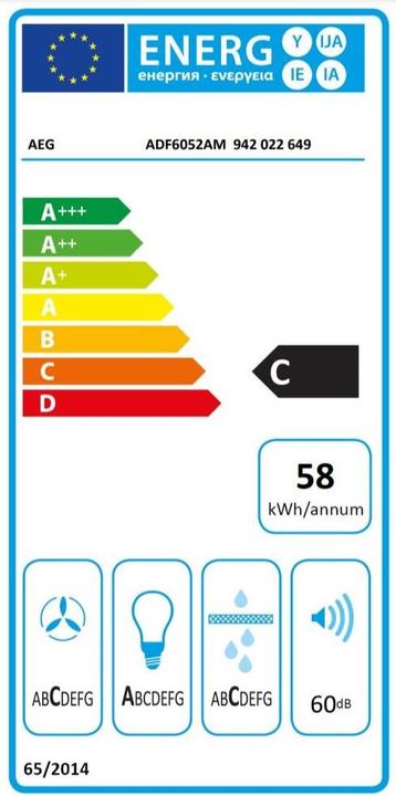 Energie-Label AEG ADF6052AM (Flachschirmhaube)