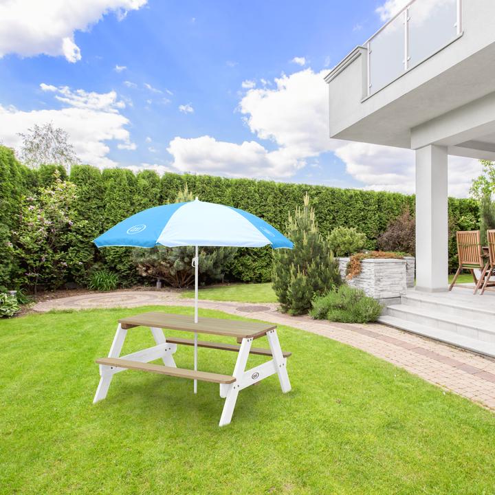 Actual product image Axi Nick Picnic Table Brown/White - Parasol Blue/White