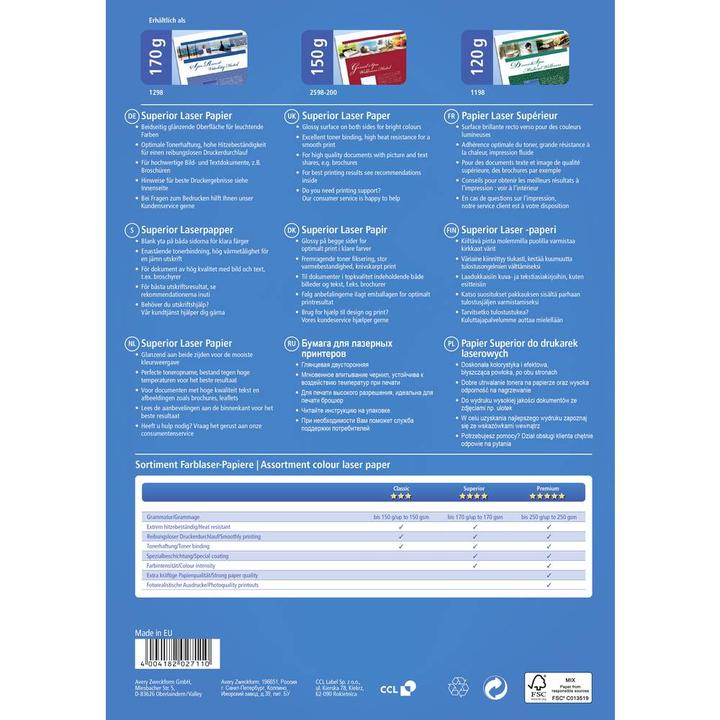 Produktbild Avery Superior Colour Laser Papier (170 g/m², A4, 200 x)