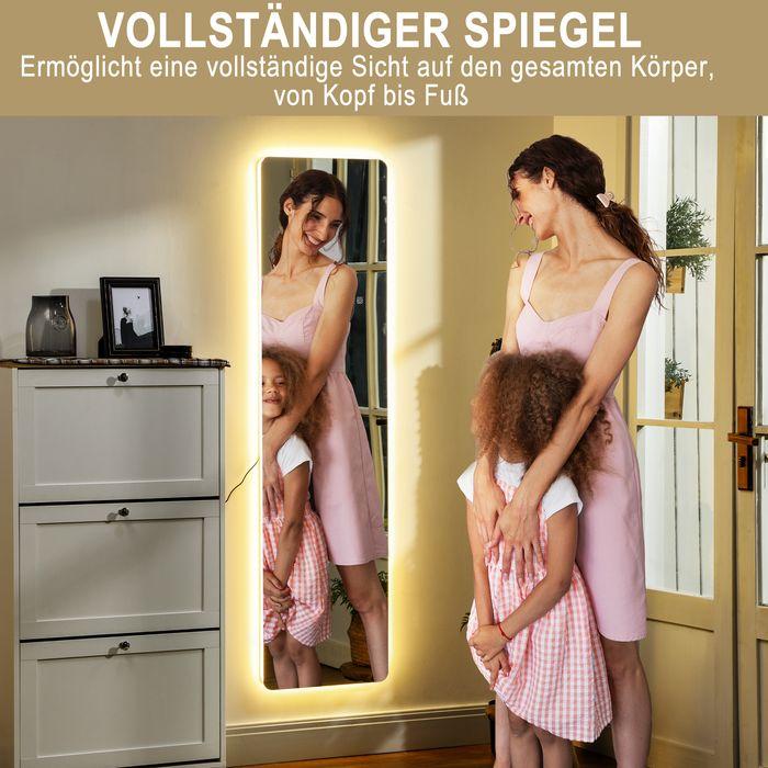 Produktbild Swisshandel24 Ganzkörperspiegel, 150 x 40 cm Standspiegel mit LED-Beleuchtung, Transparent (150 x 40 cm)