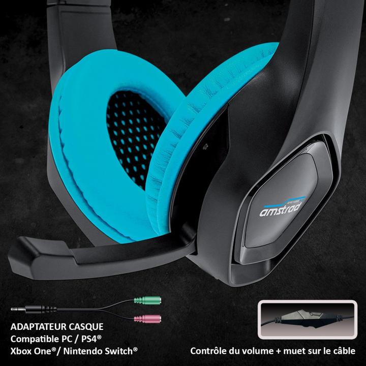 Actual product image Amstrad Gaming Headset 40mm Power Bass Blue (Cable)