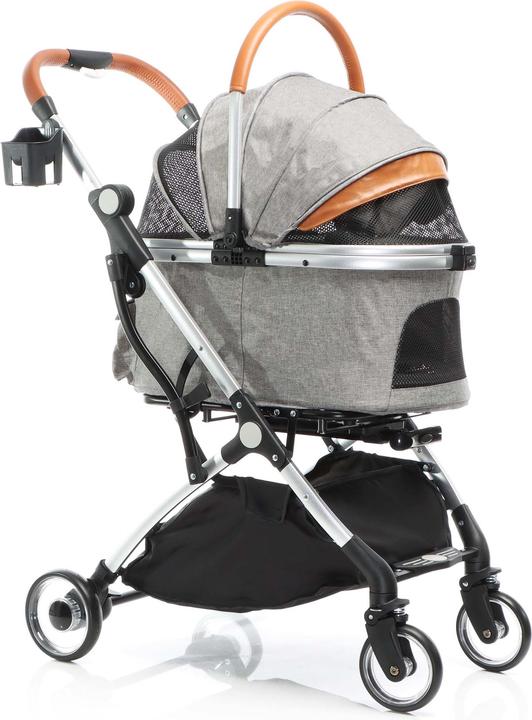 Produktbild Fudajo 2in1 Hundewagen faltbar Hundebuggy Ablage Grau Haustierwagen Katze (Katze, Hund, Atmungsaktiv, Faltbar)