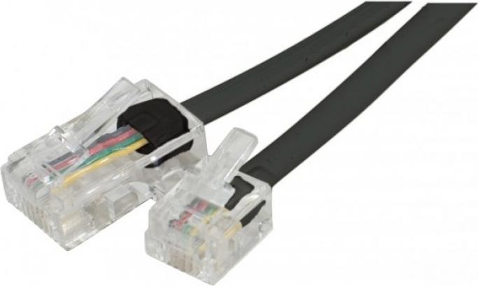 Actual product image Exertis Connect Telephone cable, RJ11 plug to RJ45 plug, Black, 10.0m