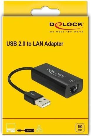 Produktbild Delock Adapter USB 2.0 > LAN 10/100 Mb/s (USB 2.0, RJ45 (1x))