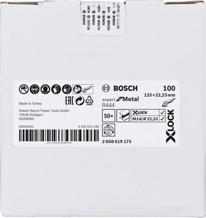 Produktbild Bosch Professional Zubehör X-LOCK Fiberschleifscheibe, Ø125 mm, K 100, R444, Expert for Metal, 1 Stk. (100)