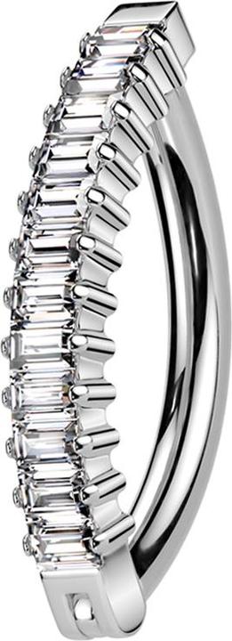 Produktbild Star Piercing Banane klappbar silber Schild vertikal rechteckige Kristalle silber (ohne Messing, Titan G23)