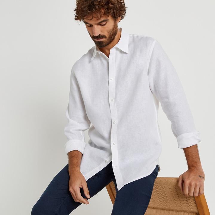 Image du produit La Redoute Collections Chemise droite en lin Signature à manches longues (M)