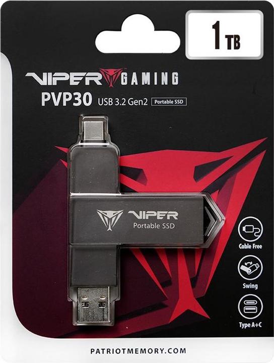 Actual product image Patriot Dysk SSD PVP30 1TB 1000MB/s USB Duo A+C 3.2 Gen2 Alu (1000 GB)