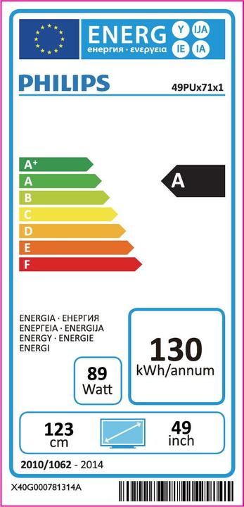 Energie-Label Philips 7000 series 49PUS7181 Ultraflacher 4K-Fernseher powered by Android TV™ (49", LED)