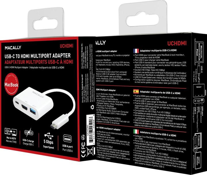 Produktbild Macally USB-C zu HDMI 4K - Multiport Adatper (USB-C, 3 Ports)