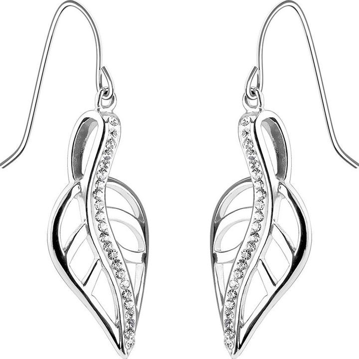 Star Piercing Ohrring silber Blatt mit Kristallen (Chirurgenstahl 316L)