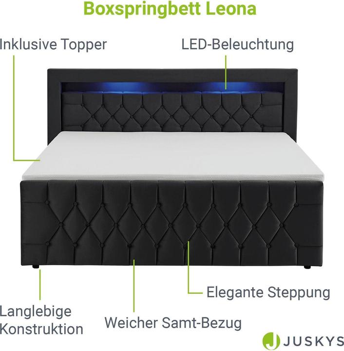 Immagine prodotto Juskys Letto a molle Leona (200 x 180 cm)