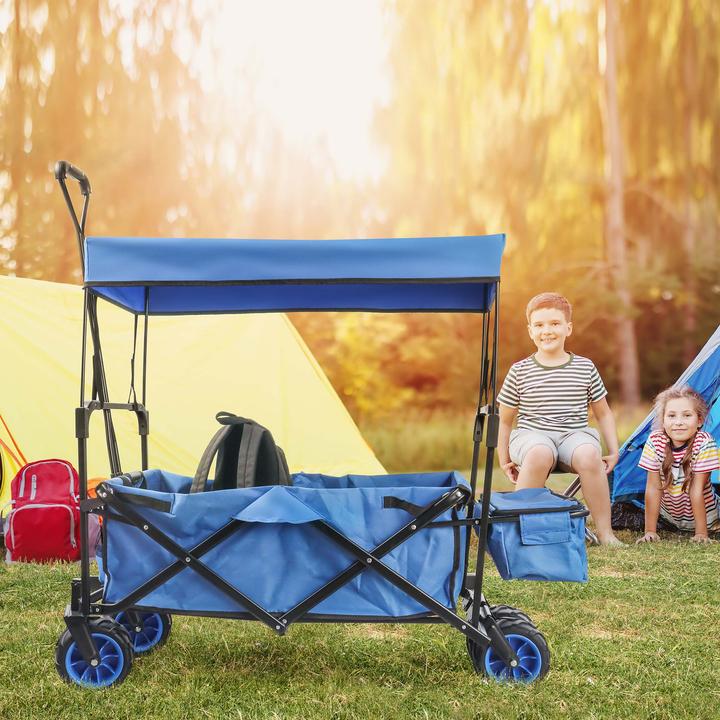 Actual product image Toboli Foldable Handcart with Canopy, Big Loading Space & Compartments for Off-Road Use