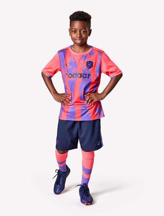 Actual product image Kipsta Kinder Fussball Shorts - Viralto Kids blau/lila Streifen (122)
