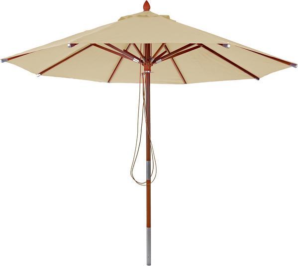 Immagine prodotto Swisshandel24 Gastronomia Ombrellone in legno, Ombrellone da giardino, poliestere/legno 14kg, rotondo Ø3m a corda
