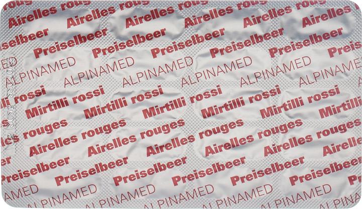 Valori nutrizionali e ingredienti Alpinamed Capsule di mirtillo rosso (1 Pezzo/i, Pillole, 120 g)