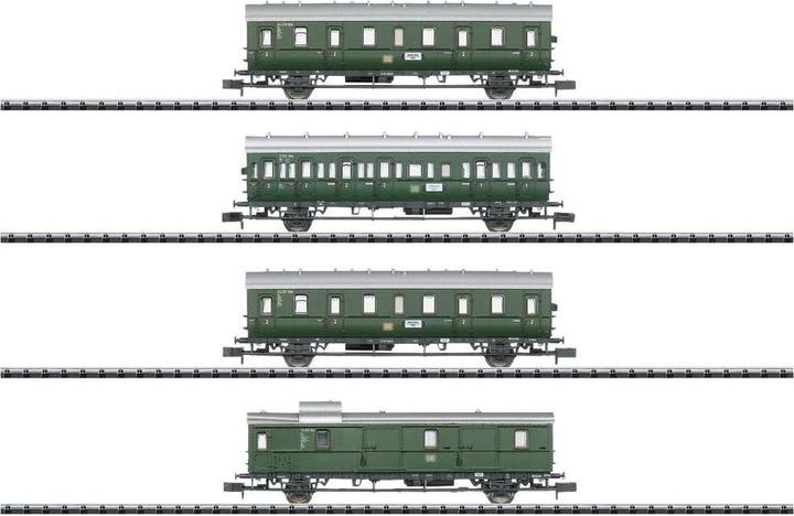 Immagine prodotto MiniTrix 18724 N Set di 4 carrozze passeggeri locali DB nei dintorni di Amburgo, MHI (Traccia N)