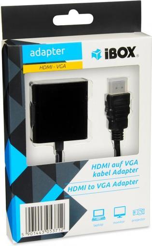 Immagine prodotto iBox IAHV01 Cavo video adattatore HDMI tipo A (standard) VGA (D-Sub) (HDMI, VGA, 2.50 cm)