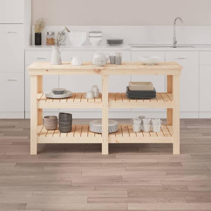 Actual product image VidaXL Werkbank Arbeitstisch Werkstatttisch Werktisch Tisch Massivholz Kiefer (142.50 cm, 50 cm)