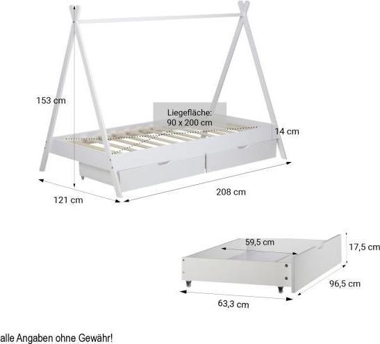 Immagine prodotto Homestyle4u Lettino TIPI con cassettiera (90 x 200 cm)