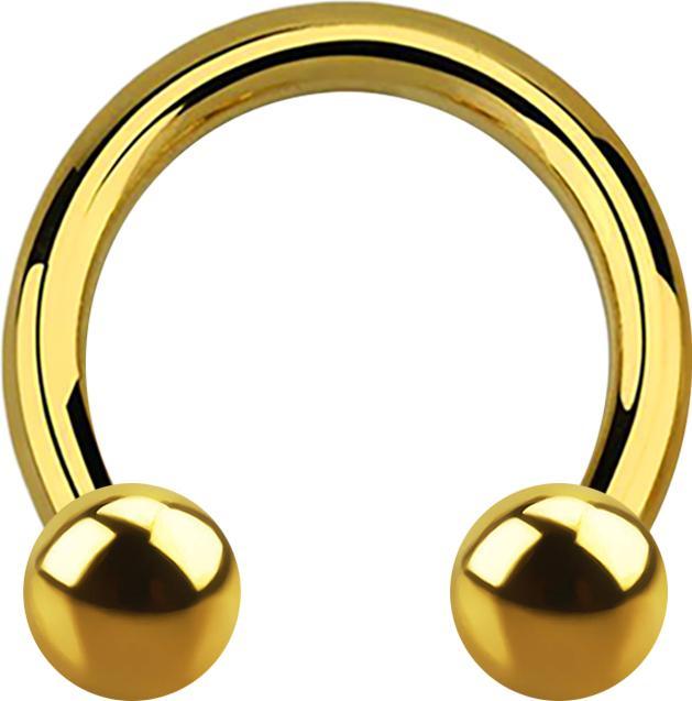Produktbild Star Piercing Circular Barbell Innengewinde vergoldet mit zwei Kugeln (ohne Messing, Chirurgenstahl 316L)