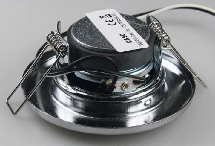 Produktbild König Design Decken Einbaulautsprecher "Mini" Halogen Look Ø 8 cm Einbau 6 cm chrom (1 Stk.)