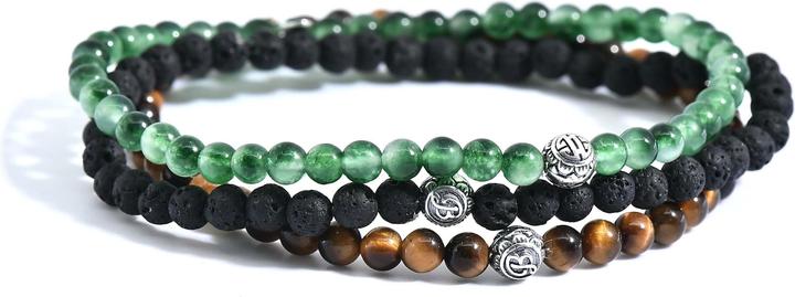 Balibay Nelio (20.50 cm, Tigerauge, Jade, 925 Sterling Silber, Edelstein, Achat, Vulkanstein)