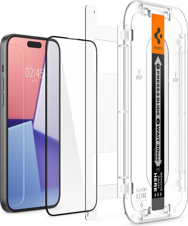 Produktbild Spigen GEHÄRTETES GLAS GLAS.TR „EZ FIT“ FC 2ER-PACK IPHONE 15 PLUS SCHWARZ (2 Stück, Apple iPhone 15 Plus)