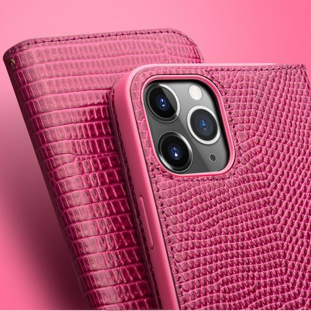 Actual product image QiAlino Fourre Flip Croco cuir véritable (Apple iPhone 13 Pro Max)