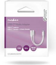 Produktbild Nedis USB-C™ Adapter | USB 2.0 | USB-C™ Stecker | USB-C™ Buchse / 3.5 mm Buchse | 0.10 m | Rund | Ve (0.10 m, USB 2.0, 10 W)