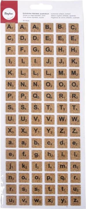 Rayher Korksticker Alphabet quadratisch 96 Stk.