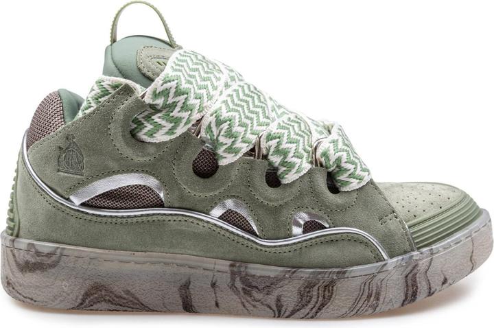 Lanvin curb sneakers in leather and mesh colour green (42)