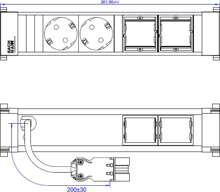 Produktbild Bachmann POWER FRAME Medium 2x Schutzkontakt 2x ABD (4 x, 0.20 m)