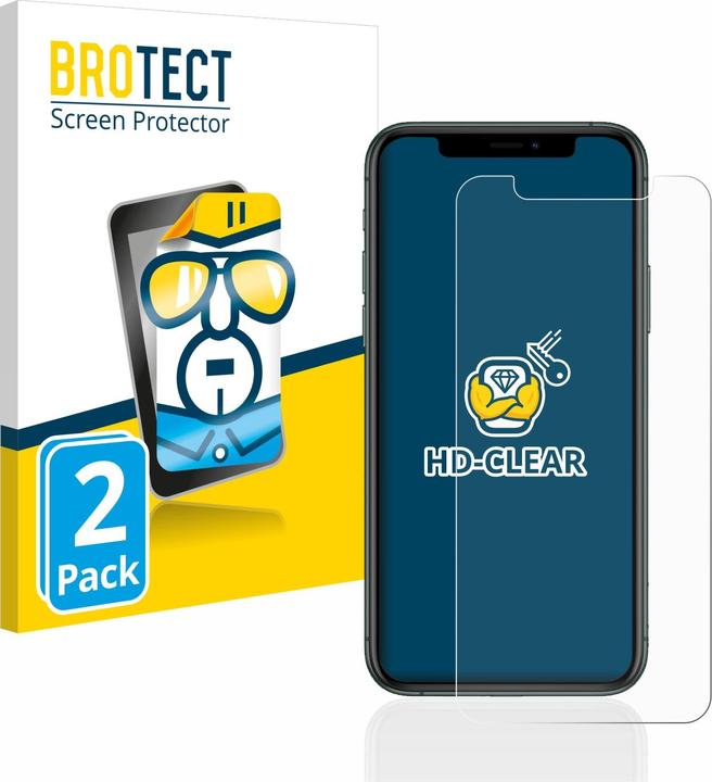 BROTECT Schutzfolie Displayschutz Klar (2 Stück, Apple iPhone 11 Pro)